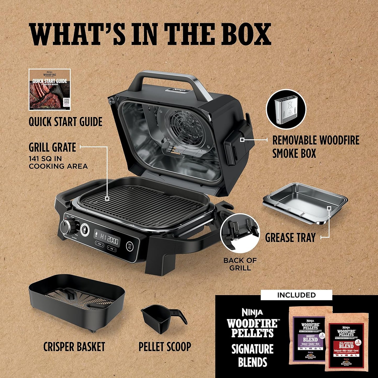 NINJA Woodfire Series 7-In-1 Portable Grill & Smoker