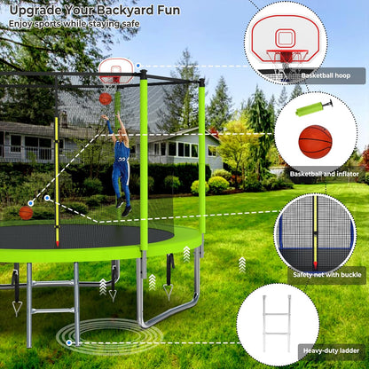 Upgraded 16Ft Trampoline with Basketball Hoop & Net
