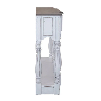Magnolia Manor Antique White & Weathered Bark 72 Inch Hall Console Table