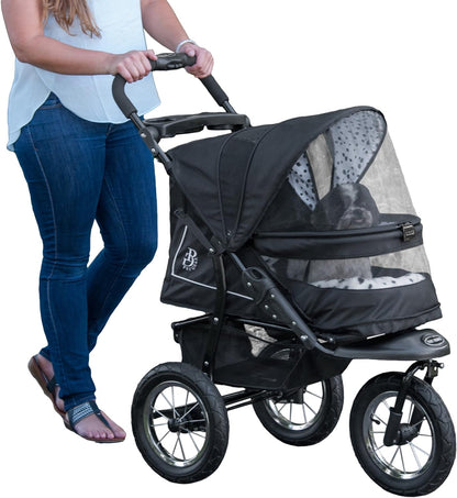 2025 No-Zip NV Pet Stroller for Cats/Dogs, Zipperless Entry, Easy One-Hand Fold, Gel-Filled Tires, Plush Pad + Weather Cover Included, 3 colors