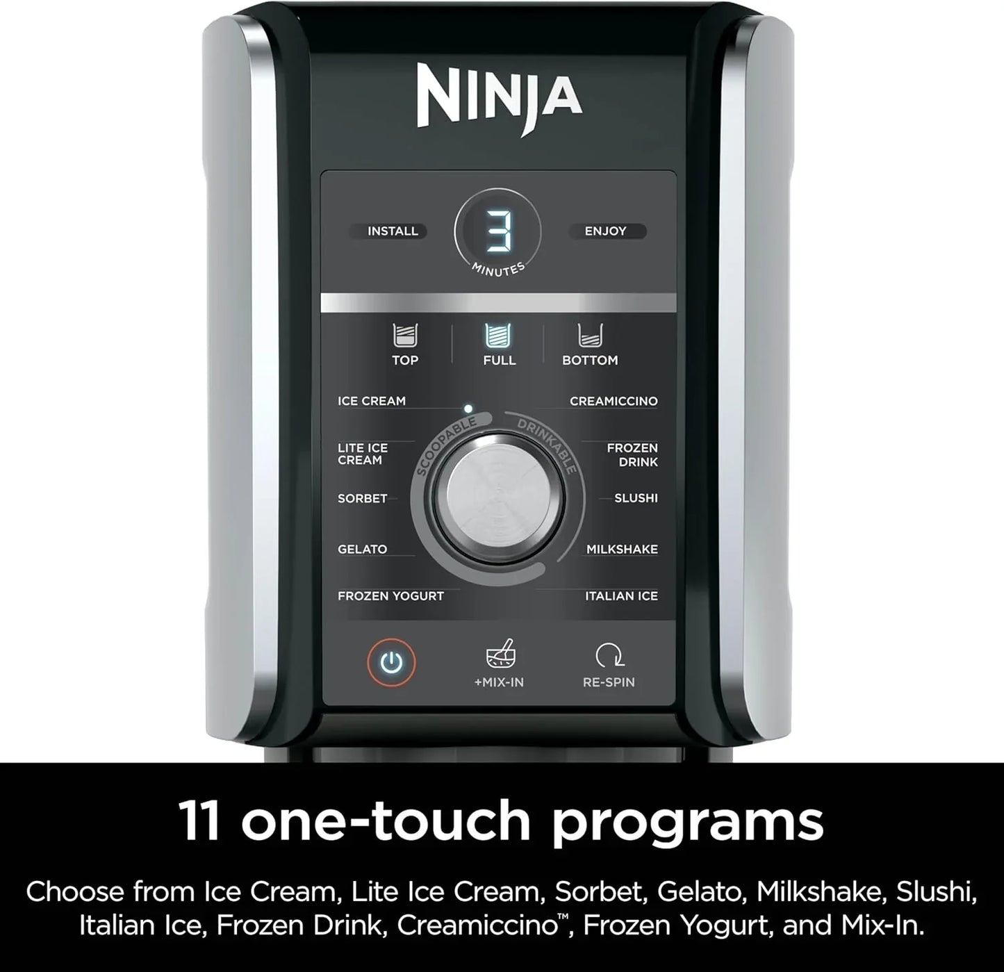 Ninja NC301 CREAMi Ice Cream Maker, for Gelato, Mix-ins, Milkshakes, Sorbet, Smoothie Bowls & More, 7 One-Touch Programs, with (2) Pint Containers & Lids, Compact Size, Perfect for Kids, Silver
