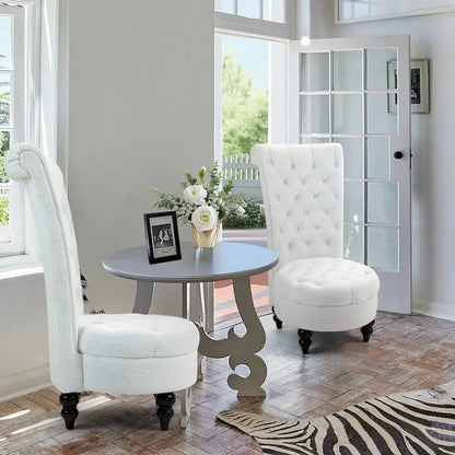 AVAWING Set of 2 Throne Royal Chair Thick Padding and Rubberwood Legs