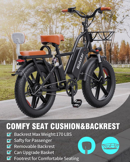 1000W Electric Bike for Adults 48V 15Ah Removable Battery Ebike 20′′ x 4.0 – 1000W