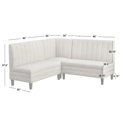 Lifestorey Kerrington 3-Piece Channel Back Upholstered Banquette Set