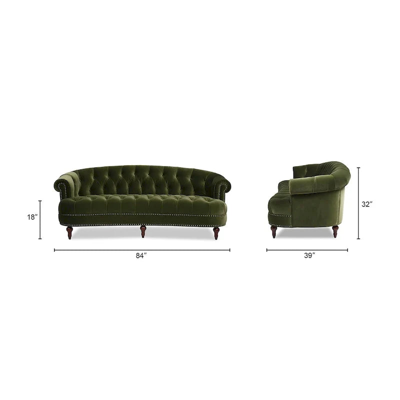 La Rosa 84 Mid-Century Modern Velvet Upholstered Chesterfield Tufted Sofa