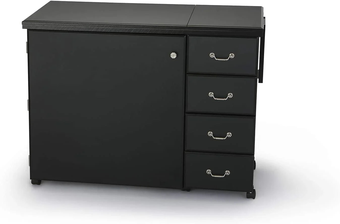 2025 353 Norma Jean Sewing Cabinet for Sturdy Sewing, Cutting, Quilting, and Crafting with Storage and Airlift, Black Finish