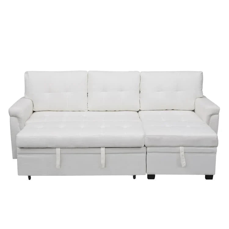 Convertible Reversible Sectional Sofa with Pull-Out Sleeper Bed, Hidden Storage Chaise, and Durable Legs