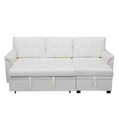 Convertible Reversible Sectional Sofa with Pull-Out Sleeper Bed, Hidden Storage Chaise, and Durable Legs