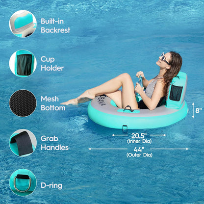 Round Floating Ring Hammock - Heavy Duty Inflatable Raft