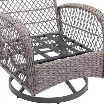 3 Pieces Outdoor Swivel Rocker Patio Chairs, 360 Degree Rocking Patio Conversation Set