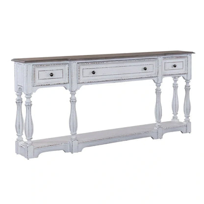 Magnolia Manor Antique White & Weathered Bark 72 Inch Hall Console Table