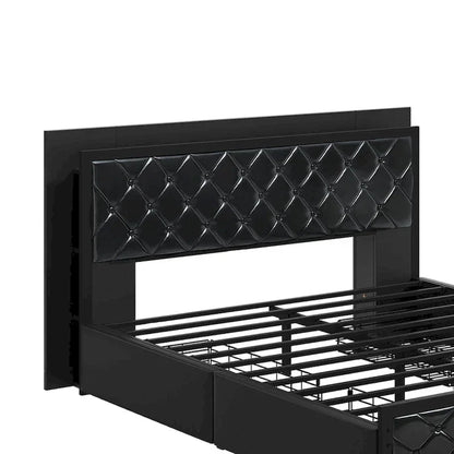 Moasis Queen Size PU Bed Frame LED Upholstered Platform Bed Frame