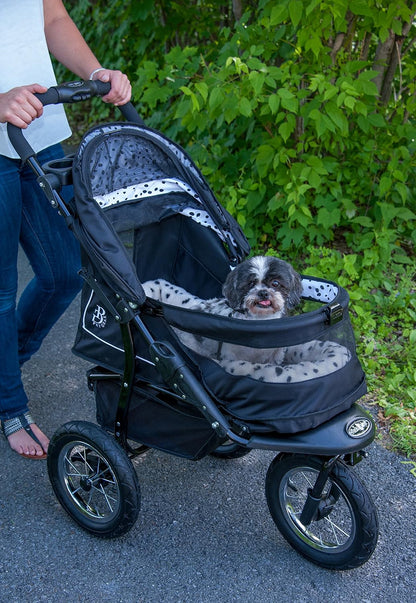 2025 No-Zip NV Pet Stroller for Cats/Dogs, Zipperless Entry, Easy One-Hand Fold, Gel-Filled Tires, Plush Pad + Weather Cover Included, 3 colors