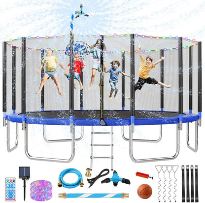 Upgraded 16Ft Trampoline with Basketball Hoop & Net