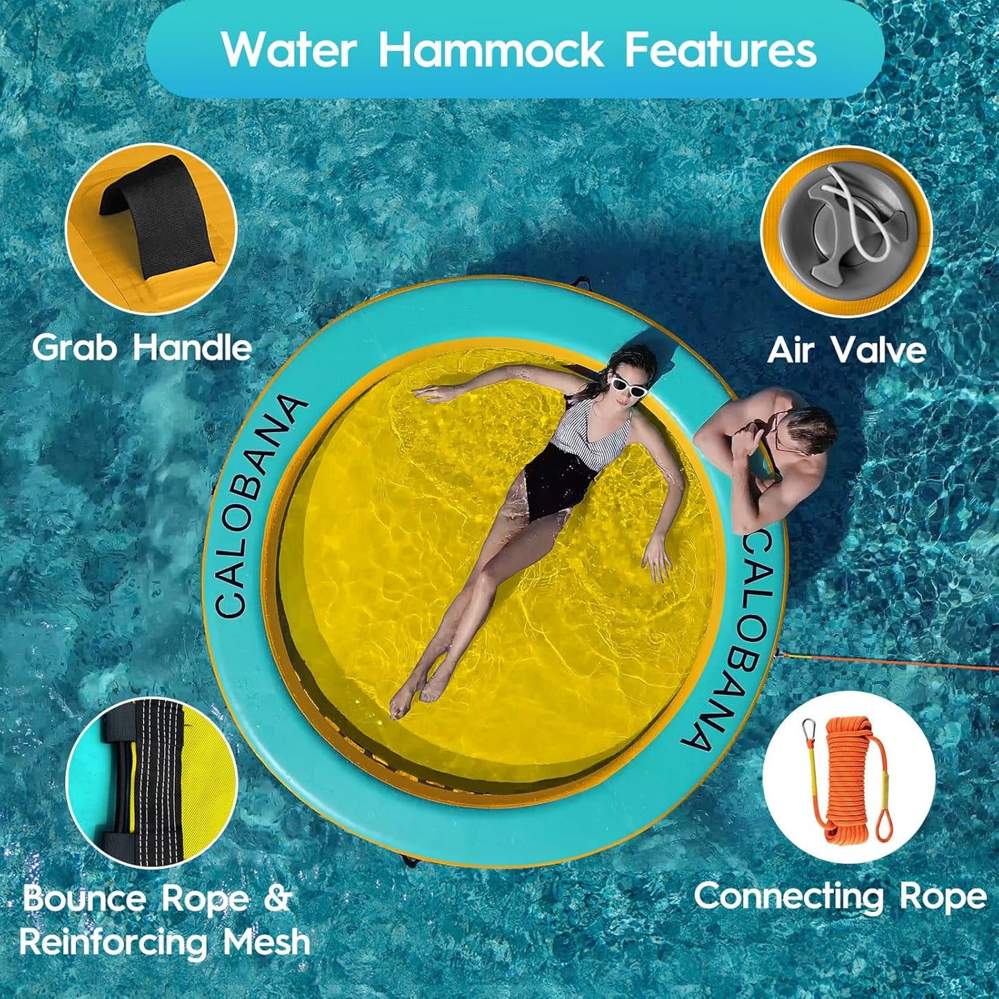 Round Floating Ring Hammock - Heavy Duty Inflatable Raft