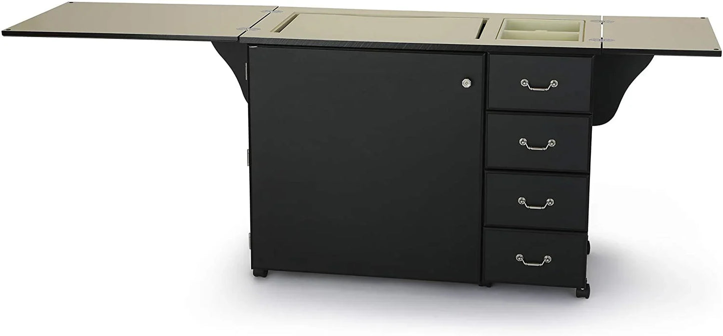 2025 353 Norma Jean Sewing Cabinet for Sturdy Sewing, Cutting, Quilting, and Crafting with Storage and Airlift, Black Finish