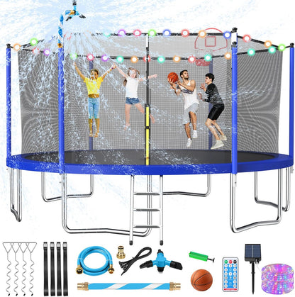 Upgraded 16Ft Trampoline with Basketball Hoop & Net