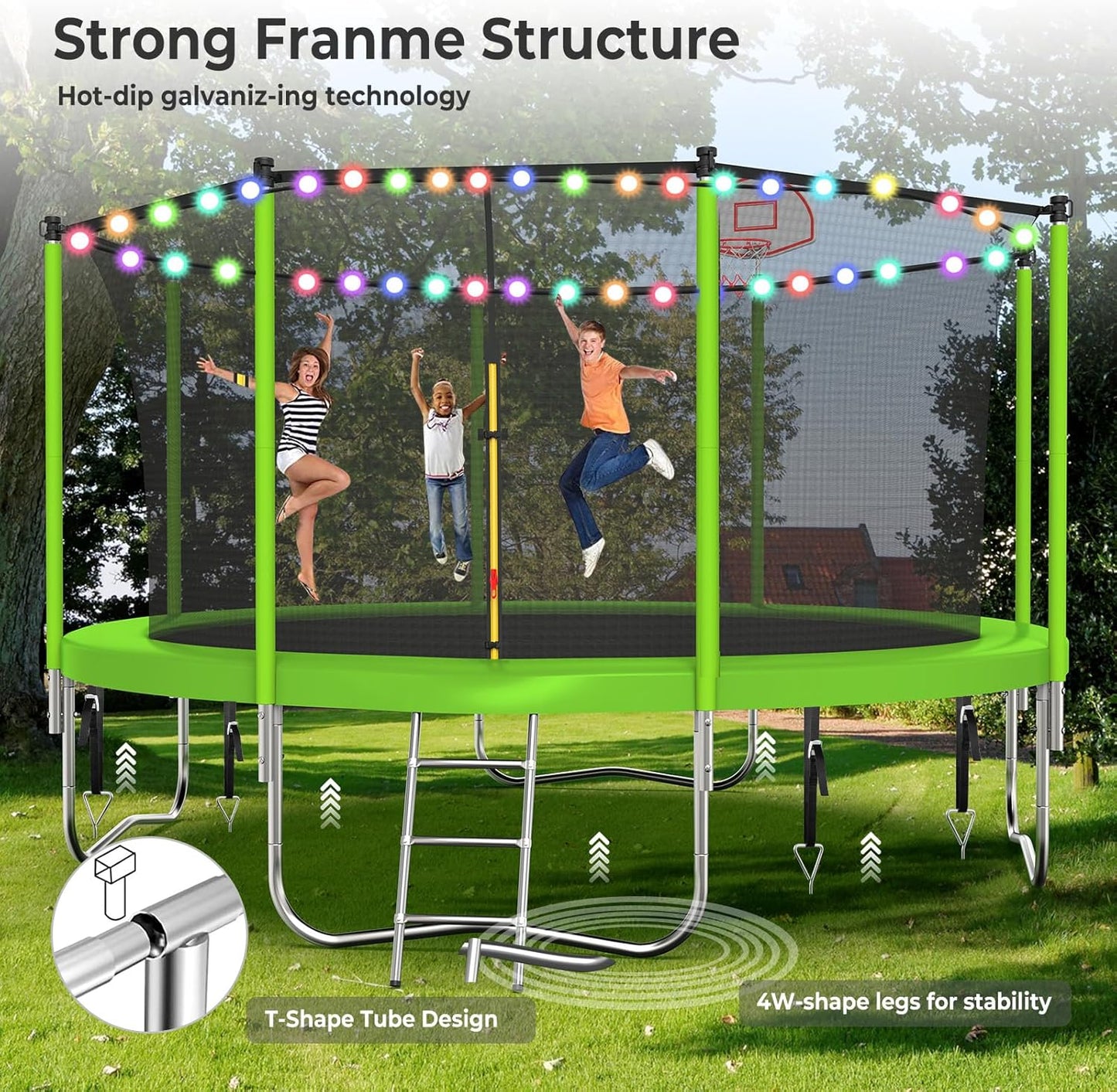 Upgraded 16Ft Trampoline with Basketball Hoop & Net