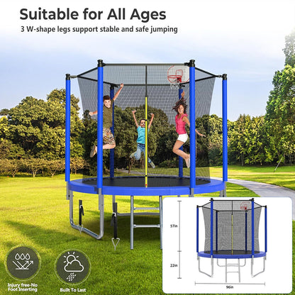 Upgraded 16Ft Trampoline with Basketball Hoop & Net