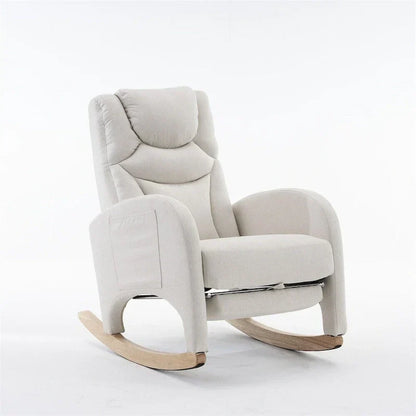 Ergonomic Fabric Nursery Rocking Chair With Adjustable Footrest