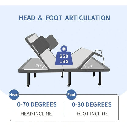 Adjustable Bed with Wireless Remote, Hospital Bed Base with/without Mattress