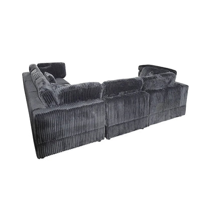 Oversized 6-Piece Corduroy Upholstered L-Shaped Modular Sectional Sofa, DIY Combination