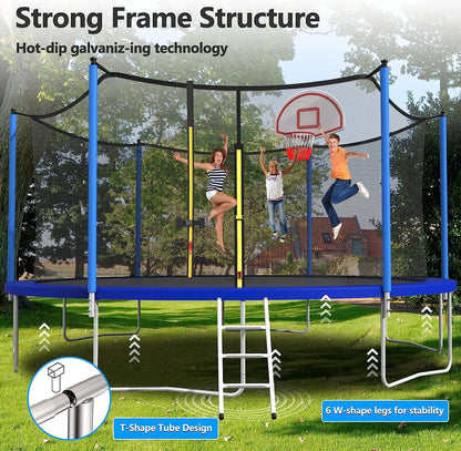 Upgraded 16Ft Trampoline with Basketball Hoop & Net
