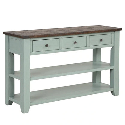 Wood Console Table with 3 Storage Drawers and 2 Shelves