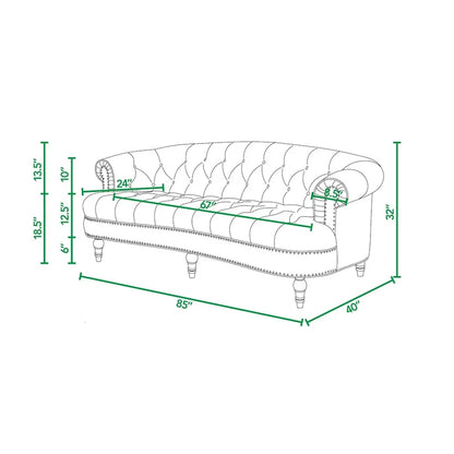 La Rosa 84 Mid-Century Modern Velvet Upholstered Chesterfield Tufted Sofa