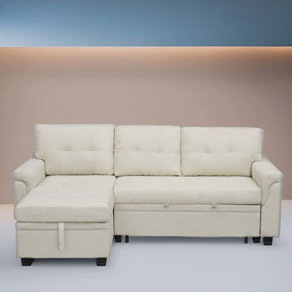Reversible Sectional Sofa with Pull-Out Sleeper Bed, Hidden Storage Chaise, Durable Legs,