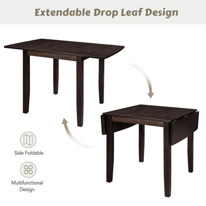3-Piece Wood Drop Leaf Breakfast Nook Dining Table Set with 2 X-back Chairs for Small Places