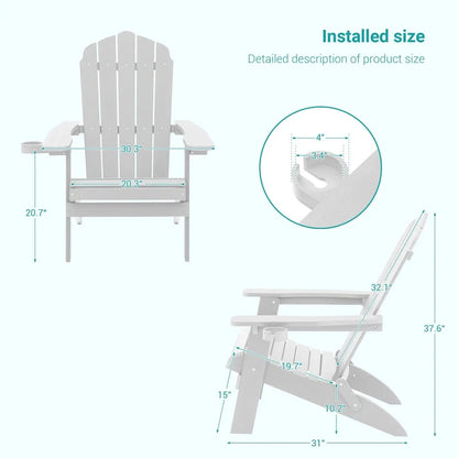 Bonosuki Set of 2 Folding Adirondack Chair Patio Fire Pit Chair