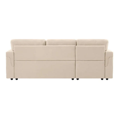 Reversible Sectional Sofa with Pull-Out Sleeper Bed, Hidden Storage Chaise, Durable Legs,