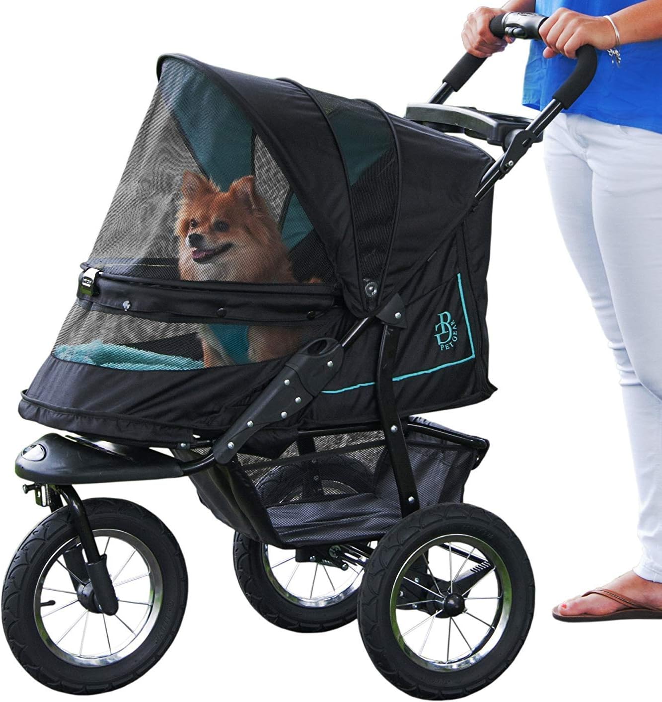 2025 No-Zip NV Pet Stroller for Cats/Dogs, Zipperless Entry, Easy One-Hand Fold, Gel-Filled Tires, Plush Pad + Weather Cover Included, 3 colors