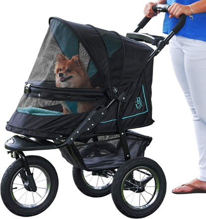 2025 No-Zip NV Pet Stroller for Cats/Dogs, Zipperless Entry, Easy One-Hand Fold, Gel-Filled Tires, Plush Pad + Weather Cover Included, 3 colors