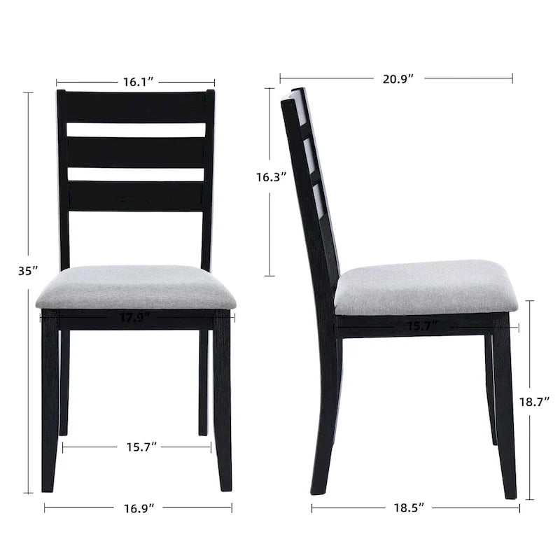 5-Piece Solid Wood 47L Dining Table Sets (1 Table+ 4 Slat Back Chairs)