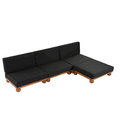 Scott Living Dulcie 4 Piece Outdoor Acacia Wood L Shape Setional Sofa with Removable Cushions