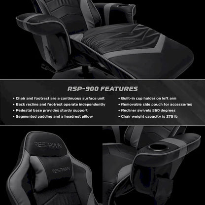 Gaming Recliner - Reclining Gaming Chair with Footrest