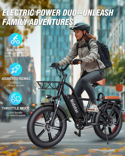 1000W Electric Bike for Adults 48V 15Ah Removable Battery Ebike 20′′ x 4.0 – 1000W