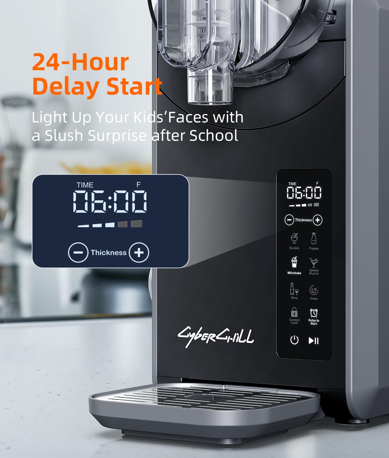 Slushie Machine - Professional Frozen Drink Maker No Ice Needed- 70 oz Slushy Machine for Home with LED Display - One-Touch Reservation & 6 Pre-set Programs for Frozen Margaritas, Frapps & Ice Cream