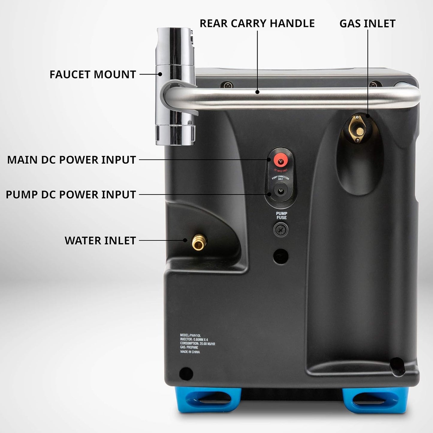 2025 Portable Propane Water Heater & Shower Pump w/Built-in Battery | Compact Outdoor Cleaning & Showering System w/LCD, Safety Shutoff & Carry Case, Instant Hot Water for Camping & Hiking