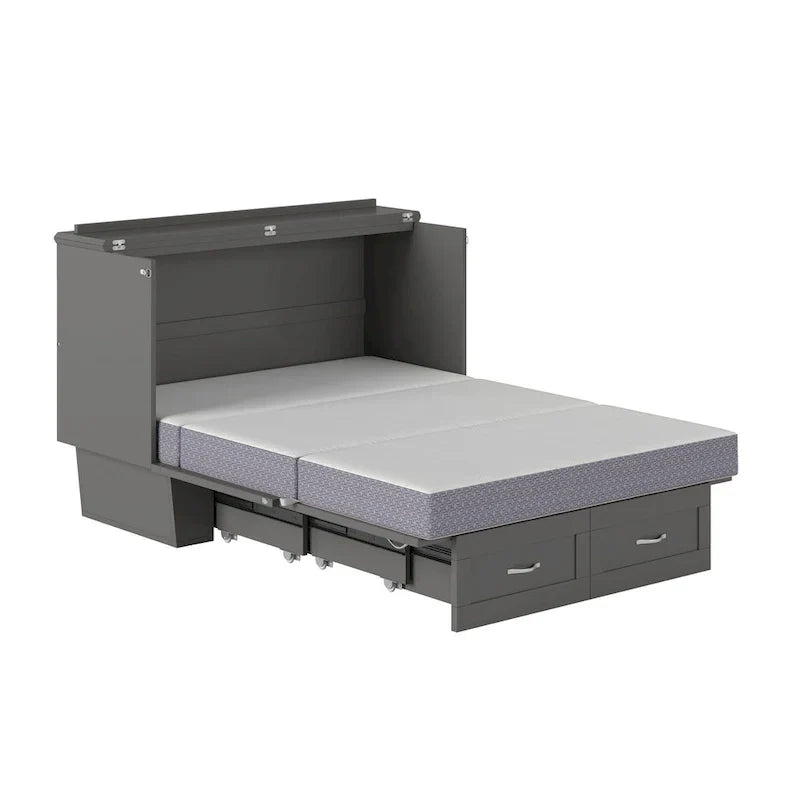 Monroe Full Murphy Bed Chest with 6 Memory Foam Mattress