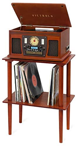 Victrola 8-in-1 Bluetooth Record Player & Multimedia Center, Built-in Stereo Speakers – Turntable, Wireless Music Streaming