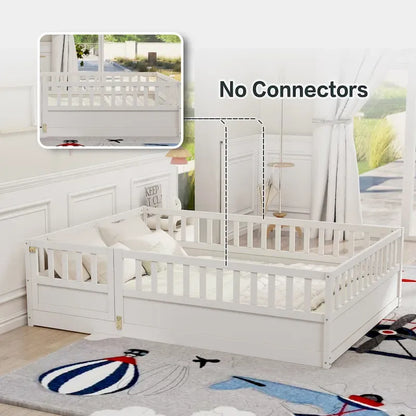 Montessori wooden children's floor bed with Support slat