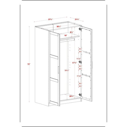 Palace Imports 100% Solid Wood 2-Door Urban Wardrobe Armoire with Solid and Mirrored Doors