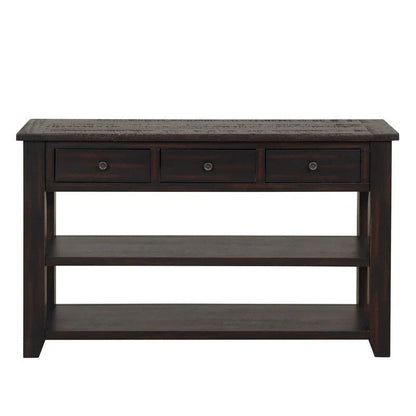 Wood Console Table with 3 Storage Drawers and 2 Shelves