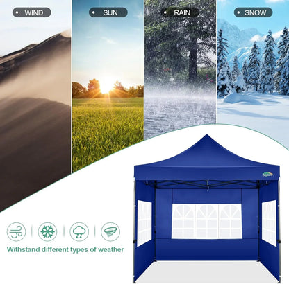 COBIZI 10x20 Heavy Duty Pop up Canopy Tent with 6 sidewalls Easy Up Commercial Outdoor Canopy Wedding Party Tents for Parties All Season Wind & Waterproof Gazebo with Roller Bag,Black(Frame Thickened)