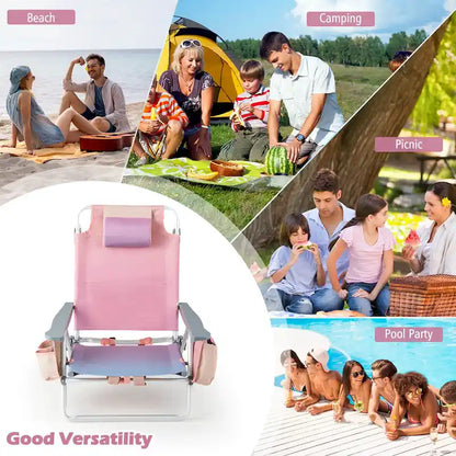 Costway 4-Pack Folding Backpack Beach Chair 5-Position Outdoor - See Details