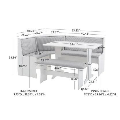 Sedley Farmhouse Nook Dining Set with Storage