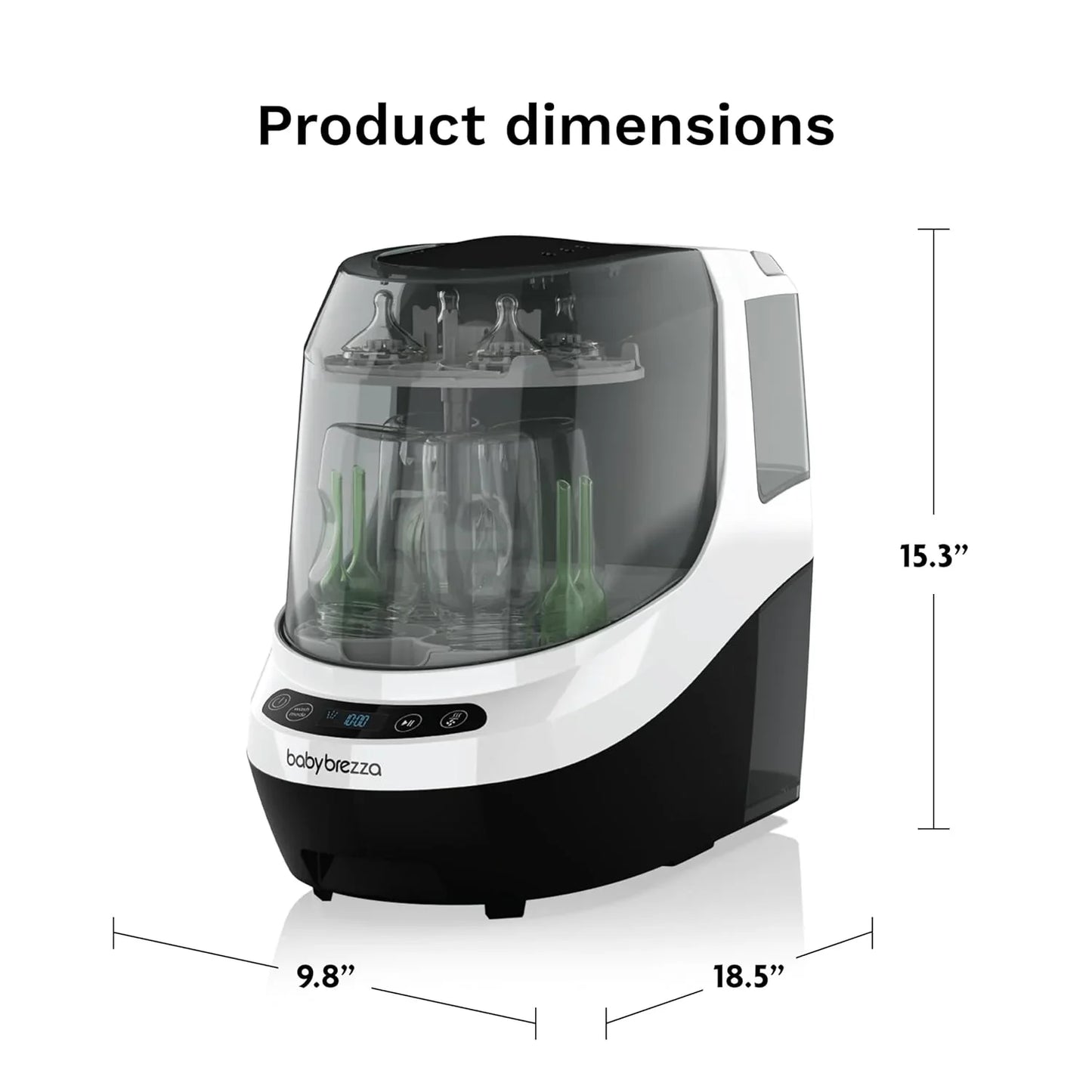 Baby Bottle Washer Pro - Baby Bottle Washer, Sterilizer + Dryer - All in One Machine Cleans Bottles, Pump Parts, & Sippy Cups - Replaces Hand Washing, Bottle Brushes and Drying Racks-Brezza